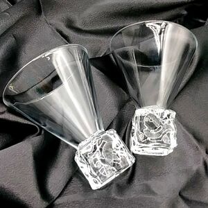 2 Ice Cube Martini Glasses. Vintage.